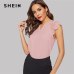 SHEIN Notched Neck Guipure Lace Cap Sleeve Blouse OL Summer V Neck Solid Raglan Sleeve Casual Womens Tops And Blouses