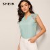 SHEIN Notched Neck Guipure Lace Cap Sleeve Blouse OL Summer V Neck Solid Raglan Sleeve Casual Womens Tops And Blouses