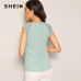 SHEIN Notched Neck Guipure Lace Cap Sleeve Blouse OL Summer V Neck Solid Raglan Sleeve Casual Womens Tops And Blouses