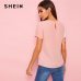 SHEIN Sequins Contrast Panel Spliced Cut-And-Sew Top Womens Tops and Blouses 2019 Casual Colorblock Short Sleeve Summer Blouses