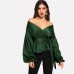 SHEIN White Office Lady Elegant Lantern Sleeve Surplice Peplum Off the Shoulder Solid Blouse Autumn Sexy Women Tops And Blouses