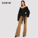 SHEIN White Office Lady Elegant Lantern Sleeve Surplice Peplum Off the Shoulder Solid Blouse Autumn Sexy Women Tops And Blouses