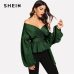 SHEIN White Office Lady Elegant Lantern Sleeve Surplice Peplum Off the Shoulder Solid Blouse Autumn Sexy Women Tops And Blouses