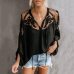 Sexy Lace Mesh Shirt Embroidery Patchwork Women Casual Long Sleeve Tops Chiffon Blouse Ladies Loose Tops Shirts Female Blusas