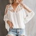 Sexy Lace Mesh Shirt Embroidery Patchwork Women Casual Long Sleeve Tops Chiffon Blouse Ladies Loose Tops Shirts Female Blusas