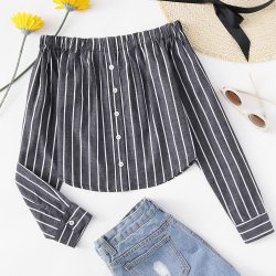 Sexy Women Shirt Long Sleeves For Office Work Tops and Blouses 2018 Female Autumn Shirts Women Blusa Feminina Slash Neck Striped