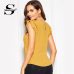 Sheinside Solid Cut Out Keyhole Back Elegant Blouse Cap Sleeve Women Tops 2019 Office Ladies OL Workwear Summer Blouses