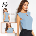 Sheinside Solid Cut Out Keyhole Back Elegant Blouse Cap Sleeve Women Tops 2019 Office Ladies OL Workwear Summer Blouses