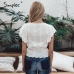 Simplee Sexy v neck summer blouse women Elegant ruffle high waist embroidery cotton shirt Fashion white blouse 2019 ladies tops