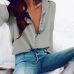 Softu Women Fashion Casual Solid Long Sleeve Blouse Lapel Shirt blouse shirt women Turn-down Collar Regular blusas Summer Shirts