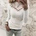 Spring Autumn women Lace Blouse Shirt Sexy White Red Gray Black Tops Party Girls Blusas Shirts 2018 Fashion