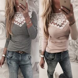 Spring Autumn women Lace Blouse Shirt Sexy White Red Gray Black Tops Party Girls Blusas Shirts 2018 Fashion