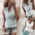 Summer Women Tops Sleeveless Lace Hollow Slim Blouses Shirt Lady V-neck Vest Tee Clothes