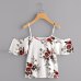 Summer Women V-Neck Chiffon Blouses Fashion Boho Floral Printed Shirts Ladies Casual Short Sleeve Off Shoulder Blouse Tops #YL