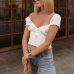 Summer tops for women blouses white crop top sexy puff sleeve blouse women shirts ruffle top streetwear Korean fashion clothing