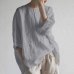 Top Fashion 2019 Celmia Casual Batwing Sleeve Loose Blouse Women Summer Solid Buttons Linen Baggy Work Office Shirts Plus Size