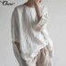 Top Fashion 2019 Celmia Casual Batwing Sleeve Loose Blouse Women Summer Solid Buttons Linen Baggy Work Office Shirts Plus Size