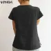 VONDA Women Blouses Shirts 2019 Summer Vintage O Neck Short Sleeve Shirt Casual Loose Solid Tops Plus Size Female Blusas