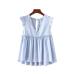 Vadim women elegant ruffled blouses V neck back bow tie sleeveless pleated shirt ladies casual sweet chic tops blusas WA014