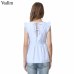 Vadim women elegant ruffled blouses V neck back bow tie sleeveless pleated shirt ladies casual sweet chic tops blusas WA014