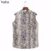 Vadim women stylish snake print blouse sleeveless turn down collar side striped shirts summer ladies casual tops blusas WA134