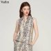 Vadim women stylish snake print blouse sleeveless turn down collar side striped shirts summer ladies casual tops blusas WA134