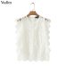 Vadim women sweet lace crop top sleeveless O neck transparent blouse female hollow out short stylish shirts blusas WA242