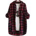 VogorSean Cotton Women Blouse Shirt Plaid 2019 Loose Casual Plaid Long sleeve Large size Top Womens Blouses red/green