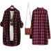 VogorSean Cotton Women Blouse Shirt Plaid 2019 Loose Casual Plaid Long sleeve Large size Top Womens Blouses red/green