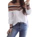 Women Autumn Casual Multicolor Long Sleeve Off Shoulder Top Blouse blusas mujer de moda #20181013 plus size