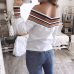 Women Autumn Casual Multicolor Long Sleeve Off Shoulder Top Blouse blusas mujer de moda #20181013 plus size