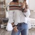 Women Autumn Casual Multicolor Long Sleeve Off Shoulder Top Blouse blusas mujer de moda #20181013 plus size