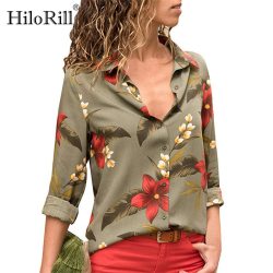 Women Blouses 2019 Floral Print Long Sleeve Turn Down Collar Blouse Ladies Shirts Striped Tunic Plus Size Blusas Chemisier Femme