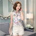 Women Blouses And Shirts 2018 Summer Korean Elegant Sleeveless Flower/Butterfly/Plaid Print Shirt Ladies Tops Female Clothing