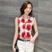 Women Blouses And Shirts 2018 Summer Korean Elegant Sleeveless Flower/Butterfly/Plaid Print Shirt Ladies Tops Female Clothing