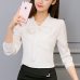 Women Blouses Autumn Tops Office Ladies Chiffon Blouse Long Sleeve Bow Slim White Shirt Bodycon Work Shirts Blusas Mujer