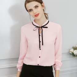 Women Blouses Autumn Tops Office Ladies Chiffon Blouse Long Sleeve Bow Slim White Shirt Bodycon Work Shirts Blusas Mujer