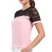 Women Blouses Casual OL Lace Chiffon Blouse Summer Loose Shirt Work Wear Blusas Feminina Tops Shirts Plus Size XXXL/5XL Pink/Red