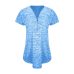 Women Blouses Short Sleeves Loose Fitting Zip Up V Neck Shirt Blouse Tops Tunic Casual Cotton Blended Summer