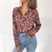 Women Blouses Summer Chiffon Leopard Blouse Long Sleeve Turn Down Collar Lady Office Shirt Loose Tops Plus Size Blusas Chemisier