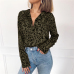 Women Blouses Summer Chiffon Leopard Blouse Long Sleeve Turn Down Collar Lady Office Shirt Loose Tops Plus Size Blusas Chemisier