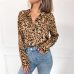 Women Blouses Summer Chiffon Leopard Blouse Long Sleeve Turn Down Collar Lady Office Shirt Loose Tops Plus Size Blusas Chemisier