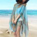 Women Blouses Summer Top Slash Neck Irregular Hollow Out Casual Chiffon Shirt Beachwear Cover up Loose Printing Sun-proof