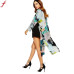 Women Boho Floral Printed Long Blouse Loose Shawl Kimono Cardigan Boho Beach Cover up Shirt Outwear blusa mujer feminino#4