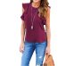 Women Chiffon Blouse Fashion Summer Sexy O Neck Sleeveless Ruffle Shirts Casual Slim Solid Blusas Plus Size Tee Tops