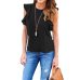 Women Chiffon Blouse Fashion Summer Sexy O Neck Sleeveless Ruffle Shirts Casual Slim Solid Blusas Plus Size Tee Tops