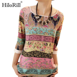 Women Chiffon Blouses 2019 Summer Print Blouse Shirt Ladies 3/4 Sleeve Casual O-Neck Tops Female Blouse Blusas Camisas Mujer XXL