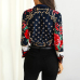 Women Floral & Chains Print Casual Blouse Bohemian Chiffon Turn-down Collar Streetwear Elegant Office Lady Spring Autumn Shirts