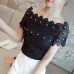 Women Lace Patchwork Blouse Shirt Casual Off Shoulder Top Sexy Short Sleeve White Blouse Ladies Summer Hollow Elegant Blouses