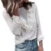 Women Ladies Casual Lace Polka Dot O Neck shirt Long Sleeve Tops Blouse Womens Clothing Top #LSJ